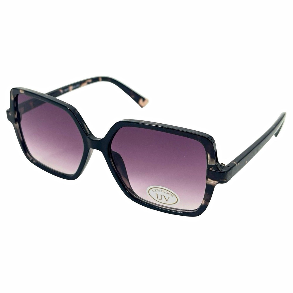 Women's Oversized Square Sunglasses Black Purple Gradient Lens Y2K Retro Glam UV